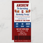 パーソナルオールスタースポーツファースト誕生日招待状 招待状 (正面/裏面)