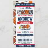 パーソナルオールスタースポーツ誕生日チケットfor kid 招待状 (正面/裏面)