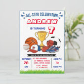 パーソナルオールスタースポーツ誕生日招待状 招待状 (スタンド正面)