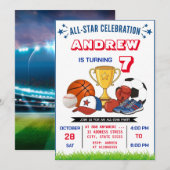 パーソナルオールスタースポーツ誕生日招待状 招待状 (正面/裏面)