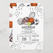 パーソナルオールスタースポーツ誕生日招待状 招待状 (正面/裏面)