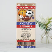 パーソナルオールスターズスポーツチケット誕生日 招待状 (スタンド正面)