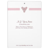 パーソナルカウンセラーの高級ストライプとピンクのフェニックス クリップボード (裏面)