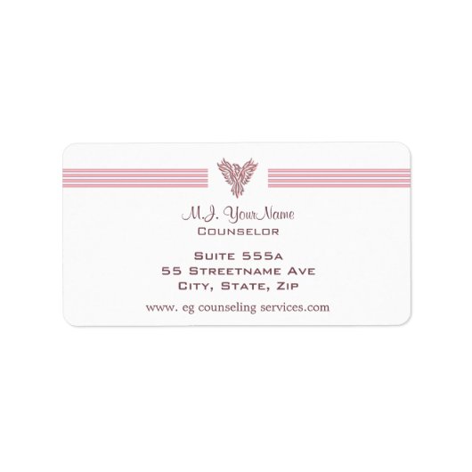 パーソナルカウンセラーの高級ストライプとピンクのフェニックス ラベル (正面)