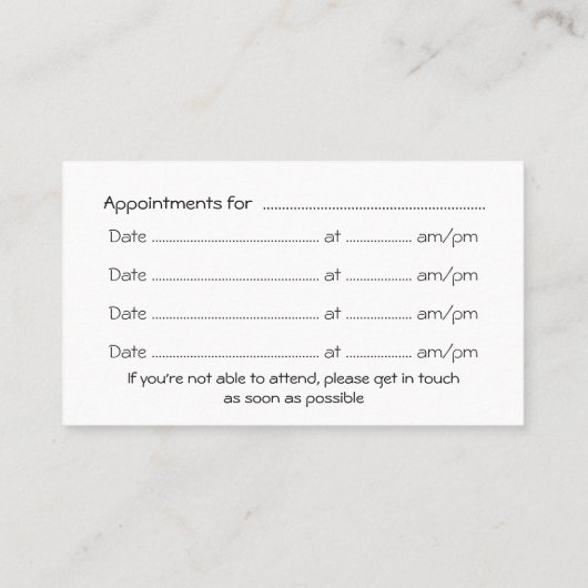 パーソナルカウンセラー豪華なピンククロムルック 予約カード (裏面)