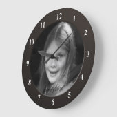 パーソナルカスタム文字の写真と黒い枠 ラージ壁時計 (傾斜)