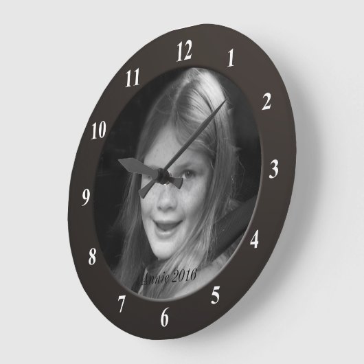 パーソナルカスタム文字の写真と黒い枠 ラージ壁時計 (傾斜)
