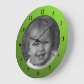 パーソナルカスタム文字ライムグリーンフレーム ラージ壁時計 (傾斜)