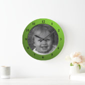 パーソナルカスタム文字ライムグリーンフレーム ラージ壁時計 (ホーム)