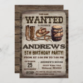 パーソナルカントリーウェスタンヴィンテージカウボーイ誕生日 招待状 (正面/裏面)