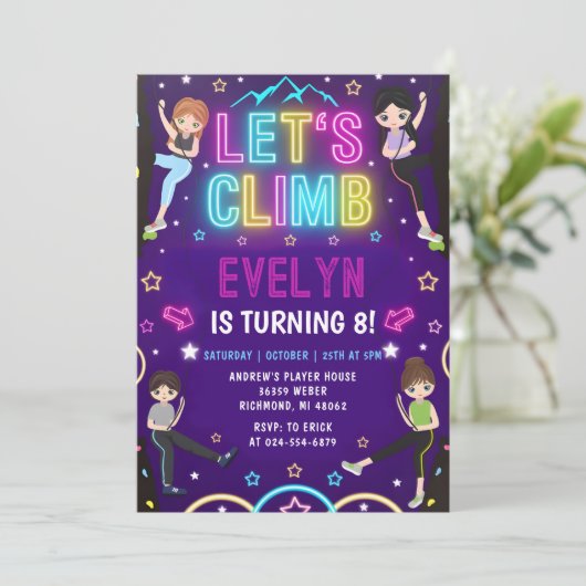 パーソナルガールロック登山誕生日招待状 招待状 (スタンド正面)