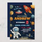 パーソナルキッズアウタースペース誕生日招待状 招待状 (正面/裏面)