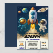 パーソナルギャラクシー宇宙飛行士の誕生日  招待状 (正面/裏面)