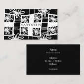 パーソナルクリエイティブフローラチェック白黒 名刺 (正面/裏面)