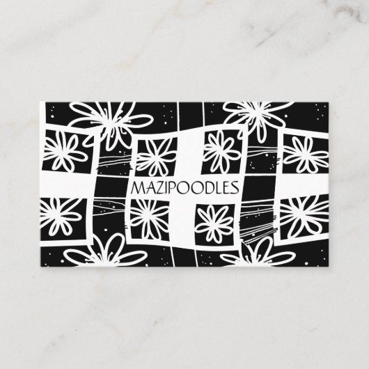 パーソナルクリエイティブフローラチェック白黒 名刺 (正面)