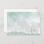 パーソナルグリーンウォーター色イニシャル名モノグラム サンキューカード (正面/裏面)