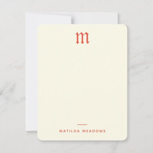 パーソナルゴシックヴィンテージ両面クリームオレンジ ノートカード (正面)