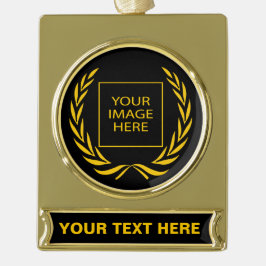 パーソナルゴールデンローレルリース ゴールドプレートバナーオーナメント