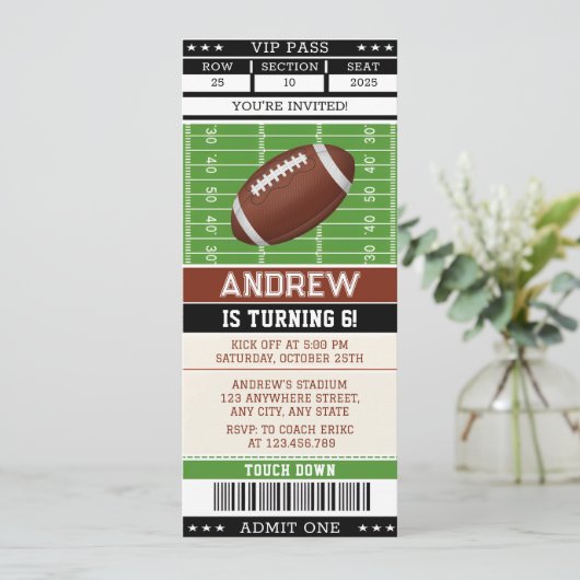 パーソナルサッカーファンの誕生日チケット招待状 招待状 (スタンド正面)