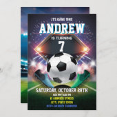 パーソナルサッカー誕生日印刷可能招待状 招待状 (正面/裏面)