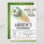 パーソナルサッカー誕生日招待状テンプレート 招待状 (正面/裏面)