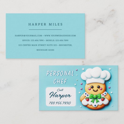 パーソナルシェフかわいいクッキーシェフ 名刺 (正面/裏面)