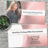 パーソナルシェフのブラシ仕上げピンクメタルカスタム写真 名刺