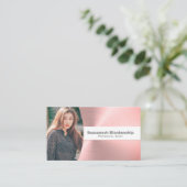 パーソナルシェフのブラシ仕上げピンクメタルカスタム写真 名刺 (スタンド正面)