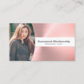 パーソナルシェフのブラシ仕上げピンクメタルカスタム写真 名刺 (正面)