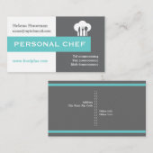 パーソナルシェフのミニマリストグレー、ホワイト、アクア 名刺 (正面/裏面)