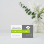 パーソナルシェフのミニマリストグレー、ホワイト、グリーン 名刺 (スタンド正面)