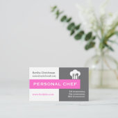 パーソナルシェフのミニマリストグレー、白、ホットピンク 名刺 (スタンド正面)