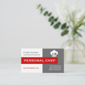 パーソナルシェフのミニマリストグレー、白、赤 名刺 (スタンド正面)