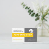 パーソナルシェフのミニマリストグレー、白、黄色 名刺 (スタンド正面)