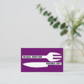 パーソナルシェフのミニマリストパープルホワイト 名刺 (スタンド正面)
