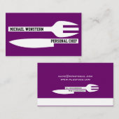 パーソナルシェフのミニマリストパープルホワイト 名刺 (正面/裏面)