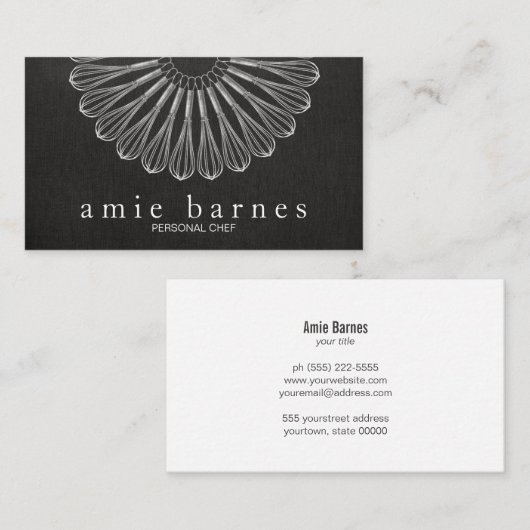 パーソナルシェフウィスクブラックケータリングブラック 名刺 (正面/裏面)