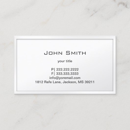 パーソナルシェフケータリングエレガントホワイトフレーム 名刺 (裏面)