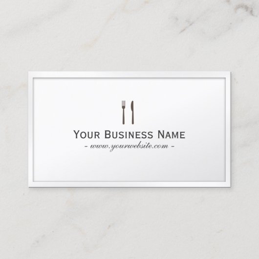 パーソナルシェフケータリングエレガントホワイトフレーム 名刺 (正面)