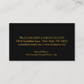 パーソナルシェフケータリングキッチン用品金ゴールド点滴 名刺 (裏面)