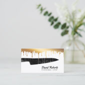 パーソナルシェフケータリングブラックナイフシック金ゴールドドリップ 名刺 (スタンド正面)