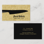 パーソナルシェフケータリングブラックナイフ金ゴールドグリッター 名刺 (正面/裏面)