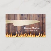 パーソナルシェフケータリング金ゴールドナイフ&ファイアウッド 名刺 (正面)