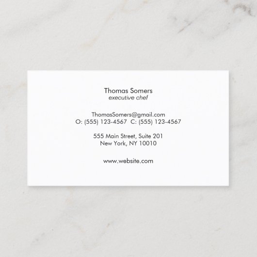 パーソナルシェフシンプルナイフロゴケータリング 名刺 (裏面)