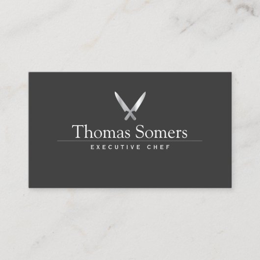パーソナルシェフシンプルナイフロゴケータリング 名刺 (正面)