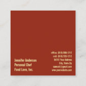 パーソナルシェフスーシェフレストラン スクエア名刺 (裏面)