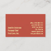 パーソナルシェフスーシェフレストラン 名刺 (裏面)