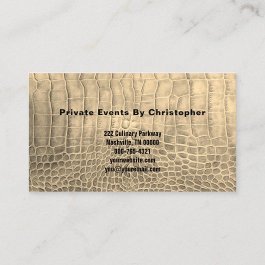 パーソナルシェフタンスネークスキンテクスチャカスタム 名刺 (裏面)