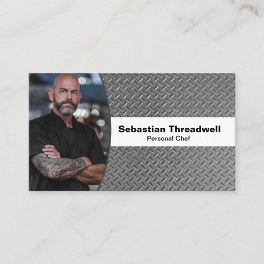 パーソナルシェフダイヤモンドプレートカスタム写真 名刺 (正面)