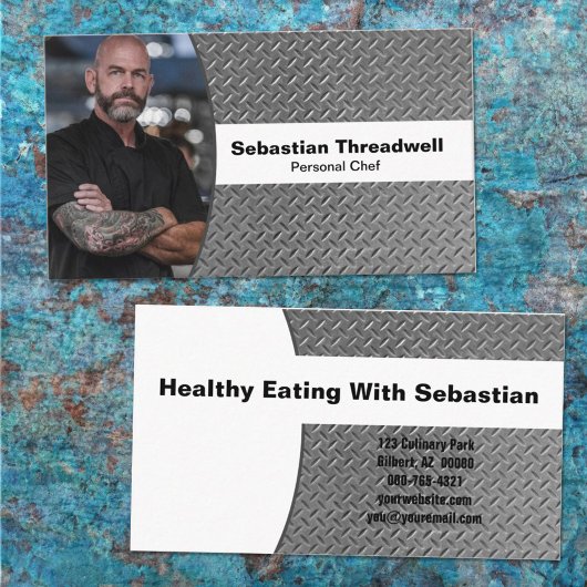 パーソナルシェフダイヤモンドプレートカスタム写真 名刺